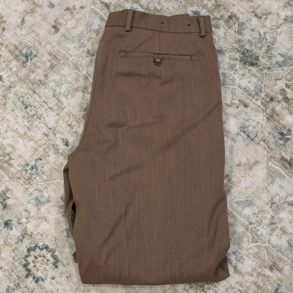 Banana Republic Mens 36x34 Brown 100% Wool Flat Front Straight Leg Dress Pants